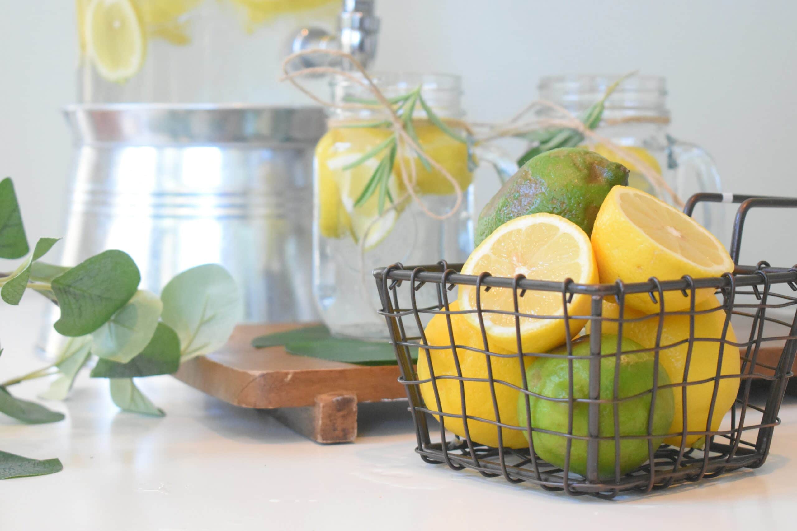 preventing dehydration with water and lemons.