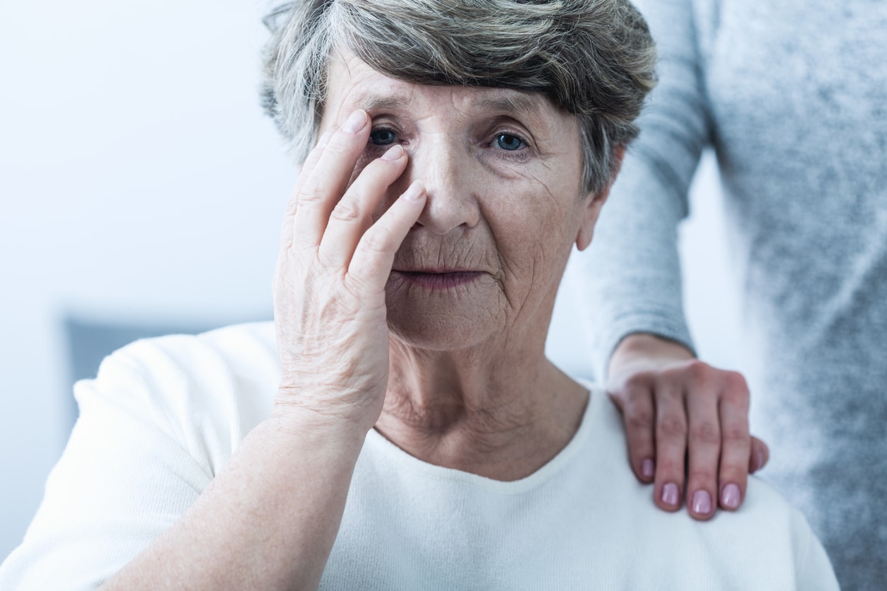 Woman suffering from Alzheimer's disease.